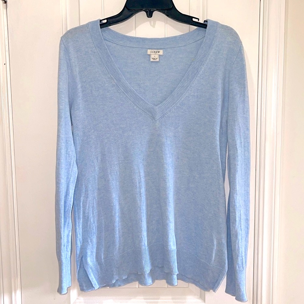 J Crew Columbia baby blue v neck long sleeve sweater